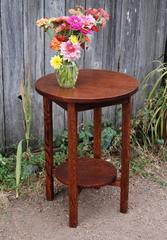 Arts and Crafts oak lamp table.